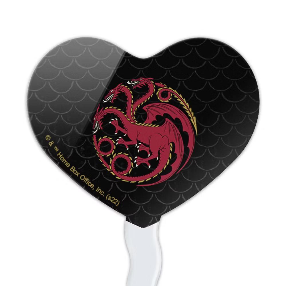 House of the Dragon Targaryen Sigil Scales Heart Love Cupcake Picks Toppers Decoration Set of 6 - Image 2