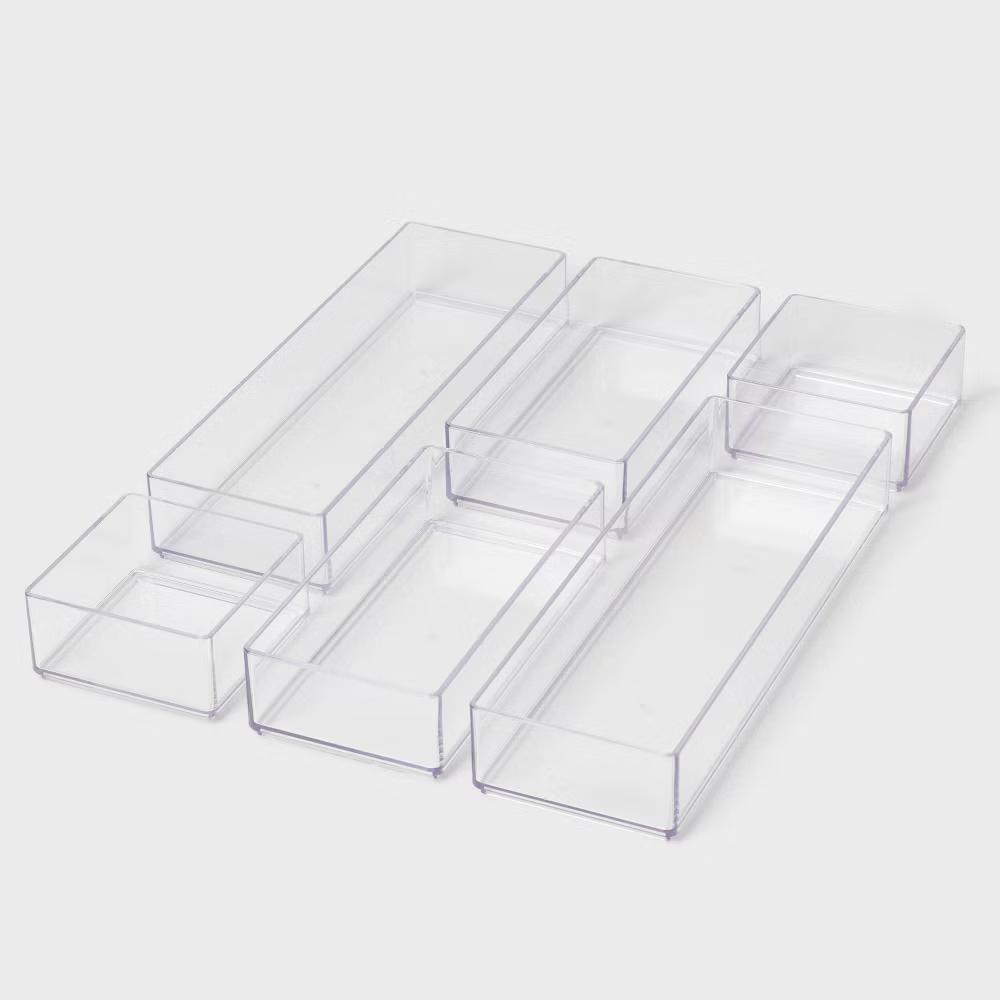 Desk Drawer Organizer Clear - Office & Stationery Holder, 20% Recycled Plastic, 12"x8"x4" - Image 2