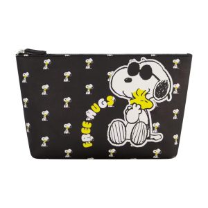 Peanuts Women's Snoopy Makeup Bag Small Travel Cosmetic Zipper Pouch Organizer Black