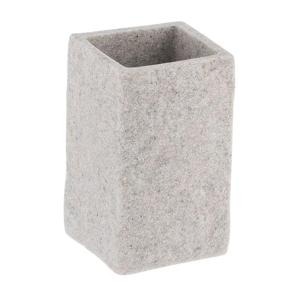 French Home Goods Modern Square Resin Stone Effect Bathroom Tumbler – Versatile Toothbrush Holder, Makeup Brush Cup and Countertop Organizer - Image 12