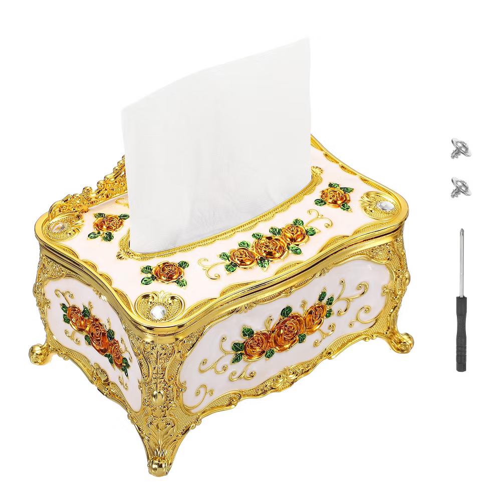 Luxurious Rose Tissue Box Rectangular Plastic Napkin Box Vintage Tissue Paper Holders - Image 9