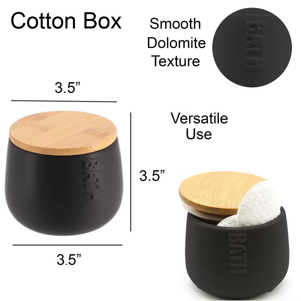 French Home Goods Dolomite Cotton Box with Bamboo Lid - Stylish Storage for Bathroom & Vanity - Image 4