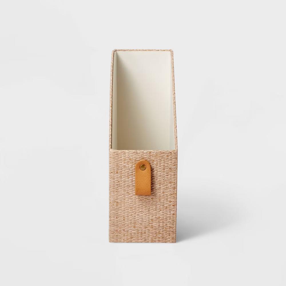 Woven Magazine File Holder Taupe - Desk Organizer, Office Supplies, Document Holder - Image 3