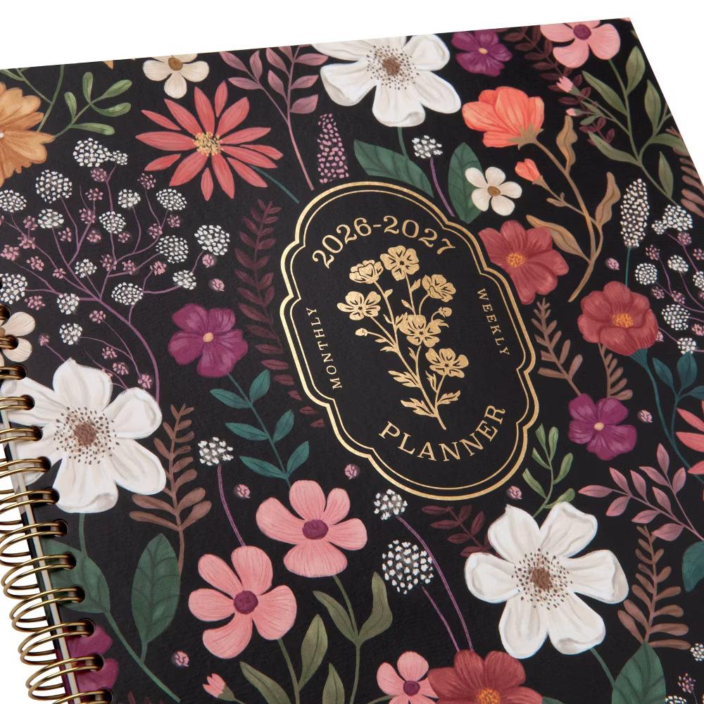 greenroom 8.5"x10.75" 2026-2027 Weekly/Monthly Large Hardcover Midnight Wildflower Planner