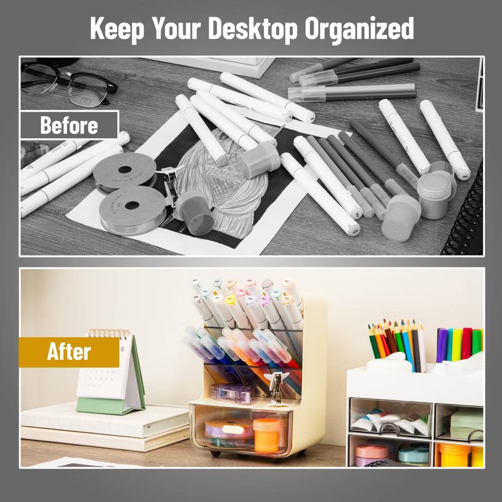 Non-Skid Plastic Desk Organization Set White - Image 2