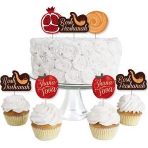 Rosh Hashanah - Dessert Cupcake Toppers - New Year Clear Treat Picks - Set of 24