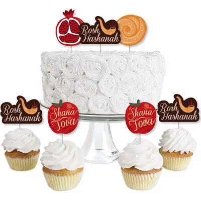 Rosh Hashanah - Dessert Cupcake Toppers - New Year Clear Treat Picks - Set of 24