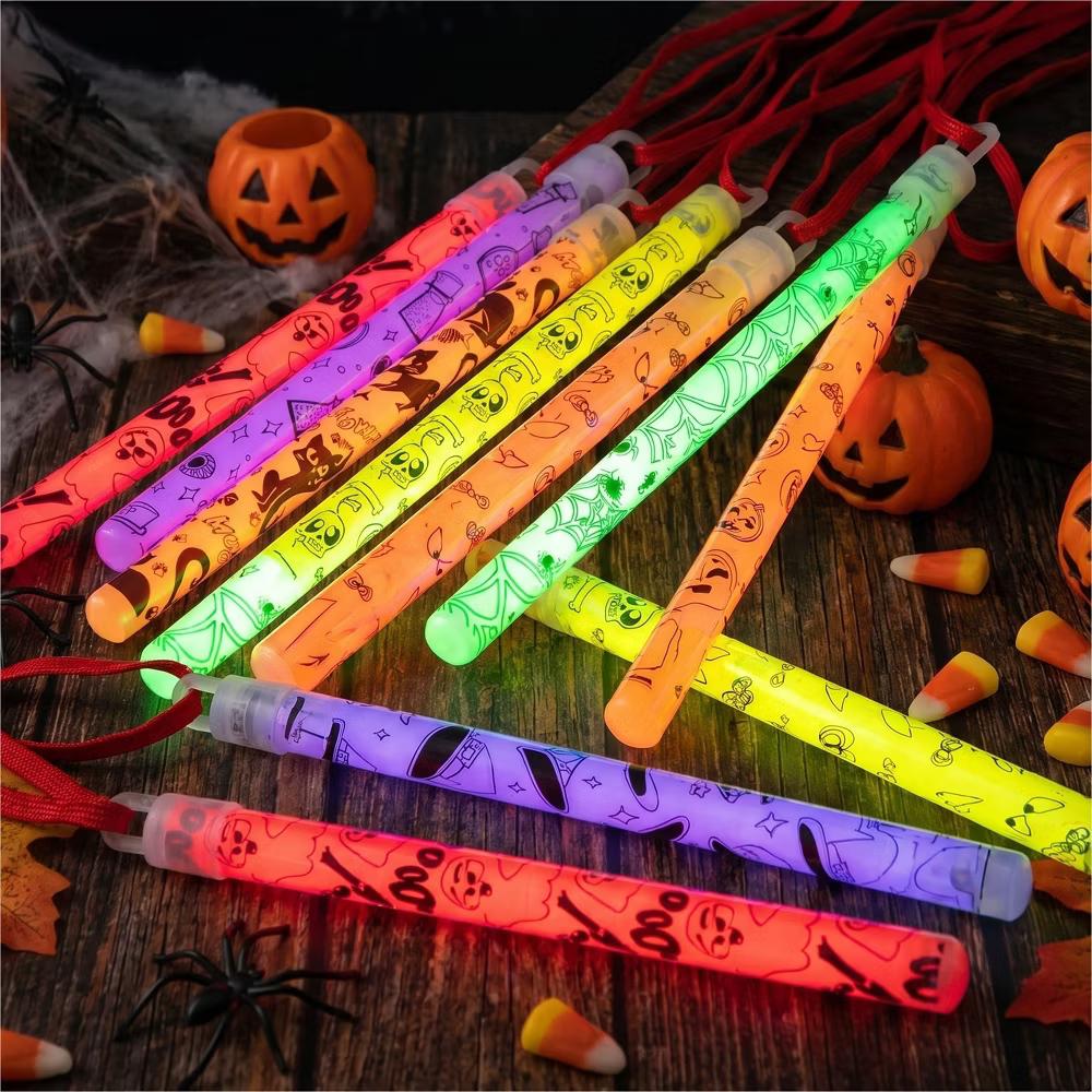 Halloween Party Favors 24 Pcs Glow Sticks Hanging Wands for Kids Gift Halloween Goody Bag Filler Classroom Prize (8 Different Patterns/6 Colors) - Image 5