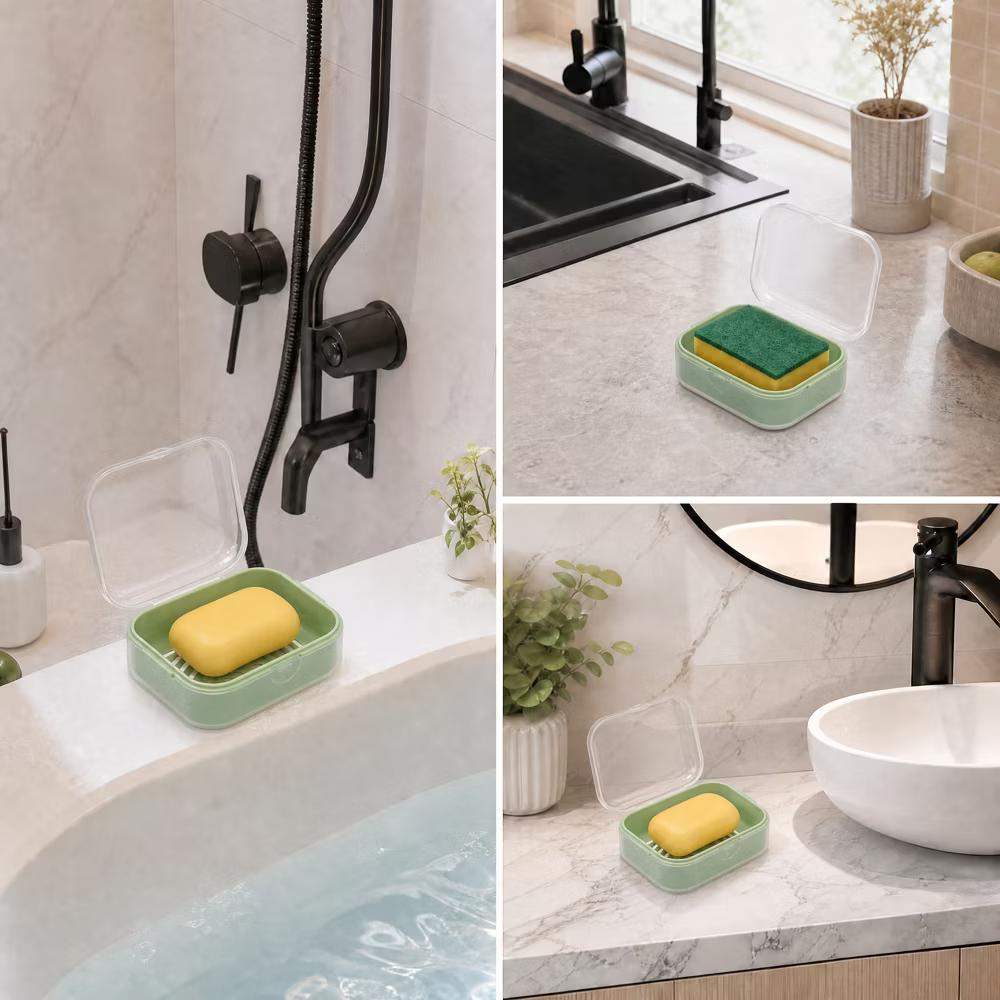 Square Double-layer Drain Soap Dish 1 Pc - Image 18