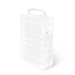 Thread Storage Box: Plastic Sewing Kit Travel Case, 13"x10"x3.25", Lightweight Sewing Supplies Organizer