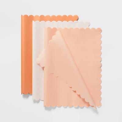20ct Scalloped Edge Tissue Paper Coral - Multicolor Gift Packaging Accessories, Solid Pattern, 15.5" 24" - Image 2