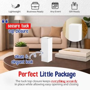 MT Products White Gift Box 2" 2" 7" - Tuck Top Small Paperboard Gift Boxes - Pack of 30