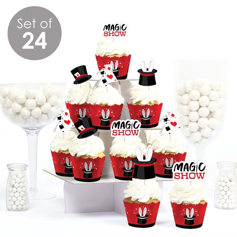 Ta-Da, Magic Show - Cupcake Decoration - Magical Birthday Party Cupcake Wrappers and Treat Picks Kit - Set of 24 - Image 2