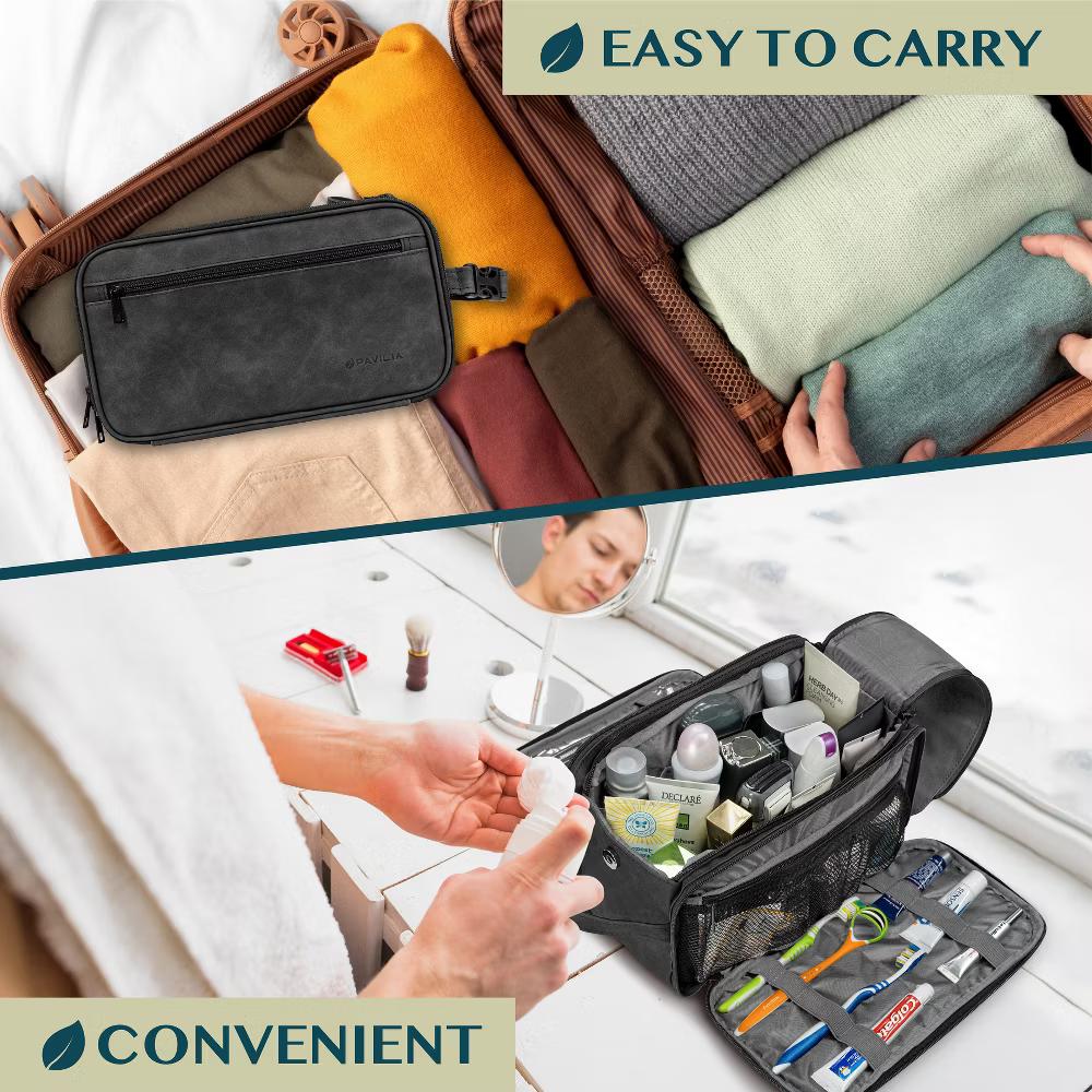 Toiletry Bag Women Men, Travel Toiletries Organizer Case, Essentials Shaving Dopp Kit, Cosmetic Make Up Accessories - Image 2