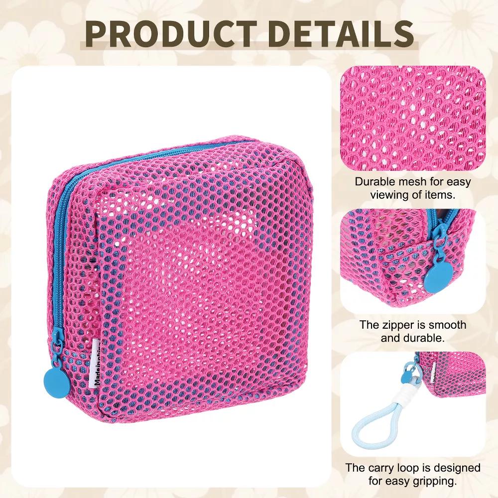 Mesh Travel Toiletry Organizing Zipper Mini Makeup Bag with Strap 4.7" - Image 14