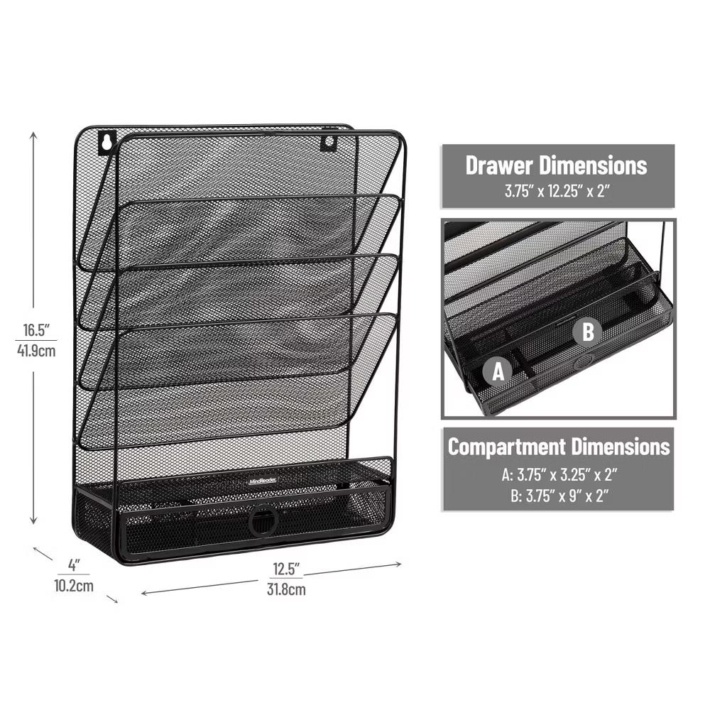 Wall Mount Metal File Organizers Black - Image 4