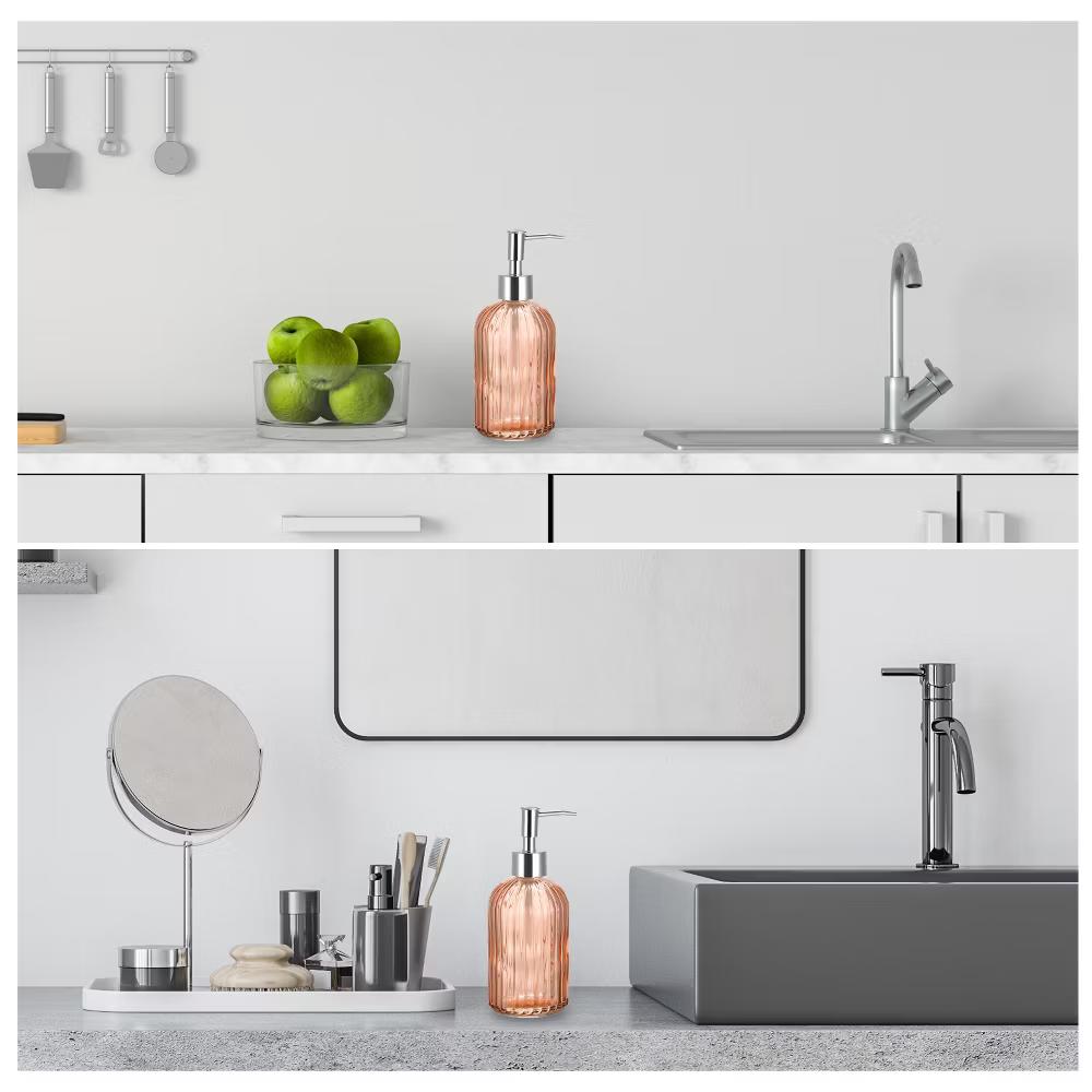 Durable Glass Soap Dispenser with Silver Pump for Bathroom - Image 10