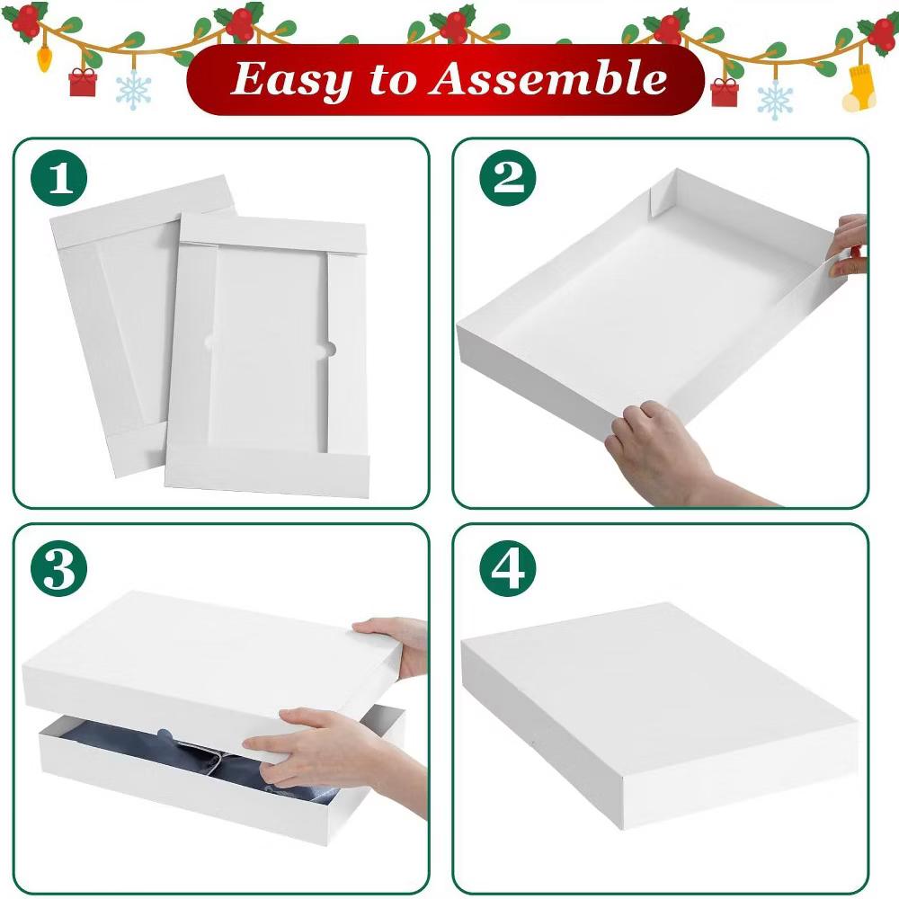 12 Pack Gift Boxes with Lids 6 Extra Large 17x11x4 Inch and 6 Large 14.5x9.5x2 Inch White Cardstock for Clothing Wrapping - Image 6