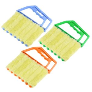 Window Blind Hand-held 7 Finger Dust Shutter Brushes Multicolored 3 Pcs