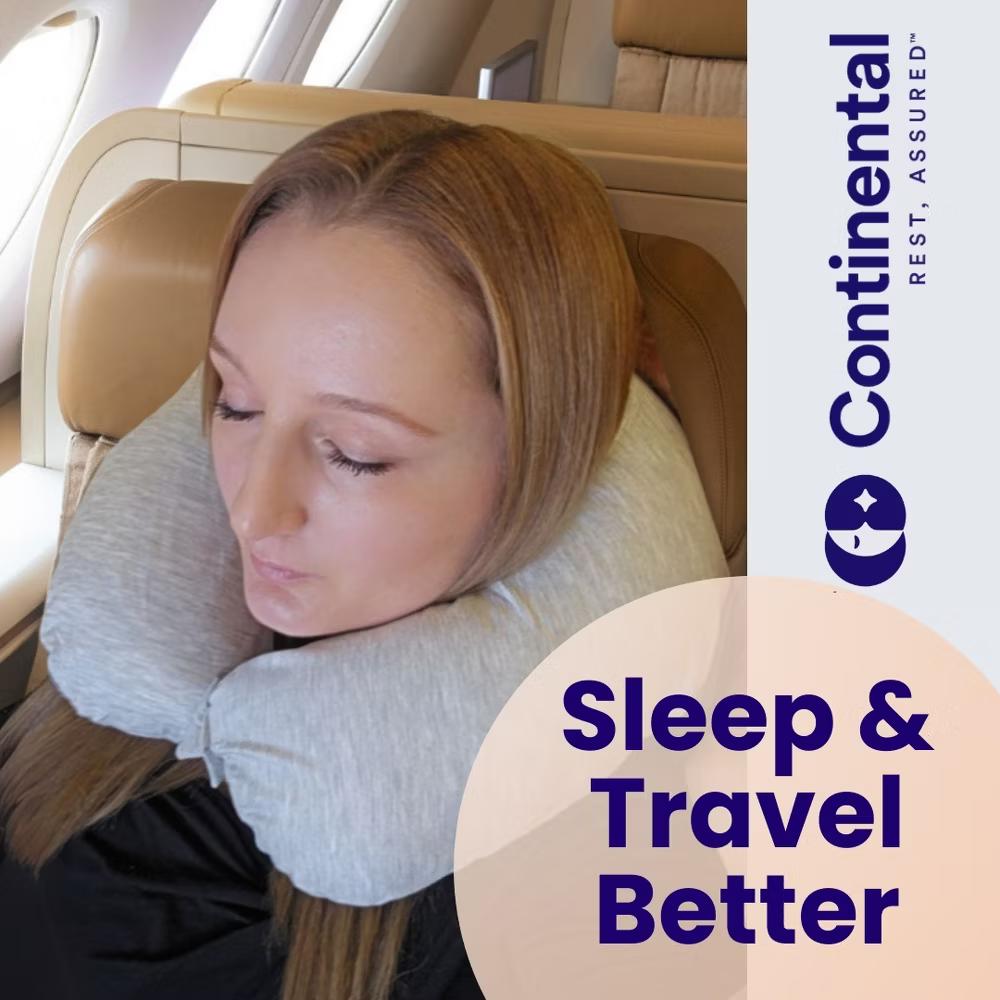 Continental Bedding U-Shaped Down Alternative Travel Neck Pillow with Removable Bamboo Cover and Travel Bag - Image 4