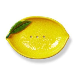 Tag Lemon Soap Dish - Dishwasher Safe Kitchen Accessory - 5.75" L 3.75" W 1" H - Everyday Use in Bright Yellow