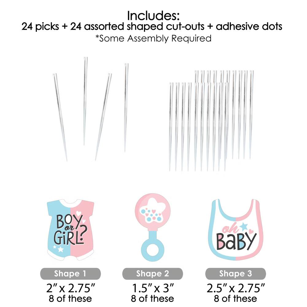 Baby Gender Reveal - Dessert Cupcake Toppers - Team Boy or Girl Party Clear Treat Picks - Set of 24 - Image 5