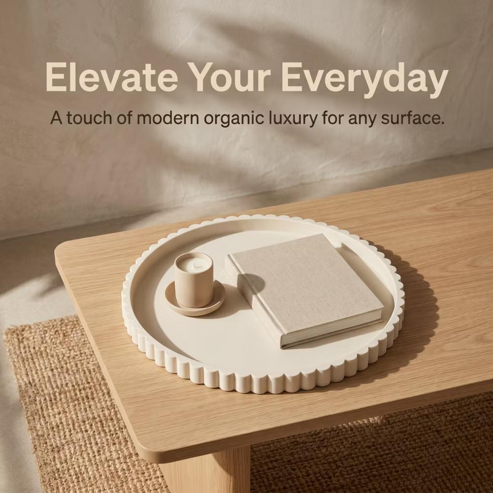 2Pc Round Silicone Vanity Tray Set Decorative Catchall Organizer for Bathroom Countertop Perfume White - Image 53