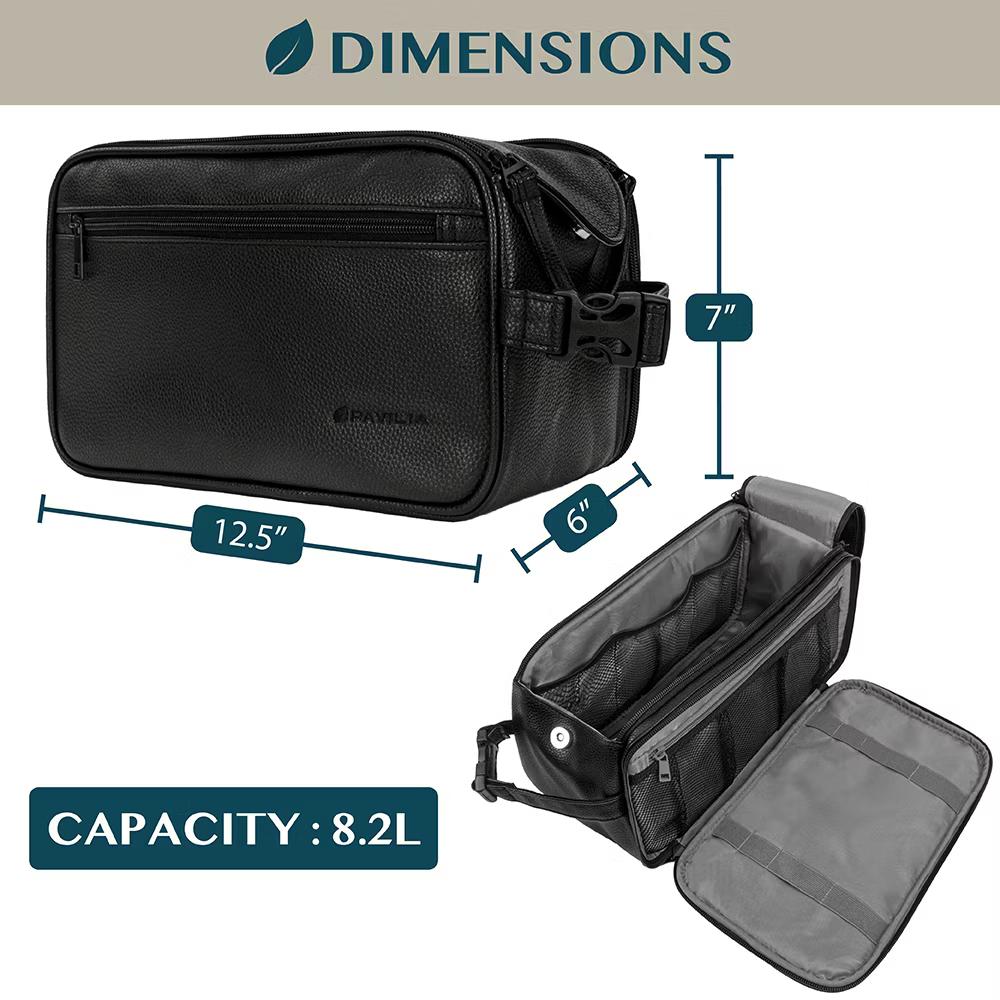Toiletry Bag for Men, Travel Essentials Shaving Dopp Kit, Water Resistant Cosmetic Makeup Organizer Case - Image 8