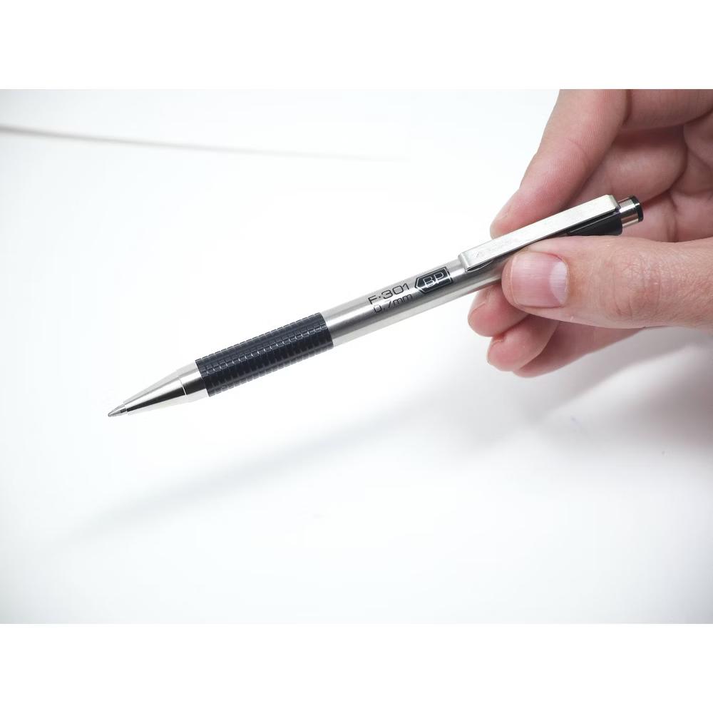 Zebra 2ct F-301 Ballpoint Pens Black Ink Fine.7mm: Contoured Grip, 5.125" Length, Stationery & Office Supplies - Image 2
