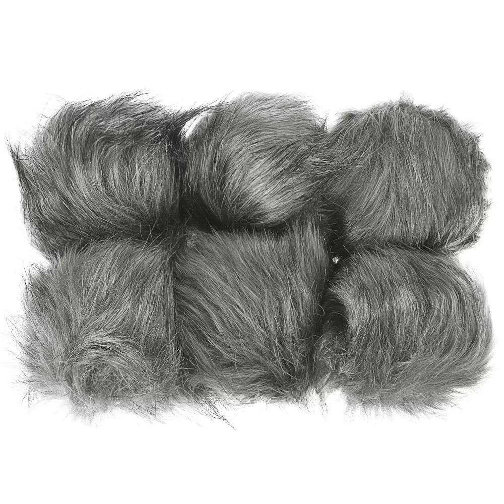 Fluffy Elastic Faux Fur Pom Poms for Hats Scarves Gloves 6 Pcs - Image 10