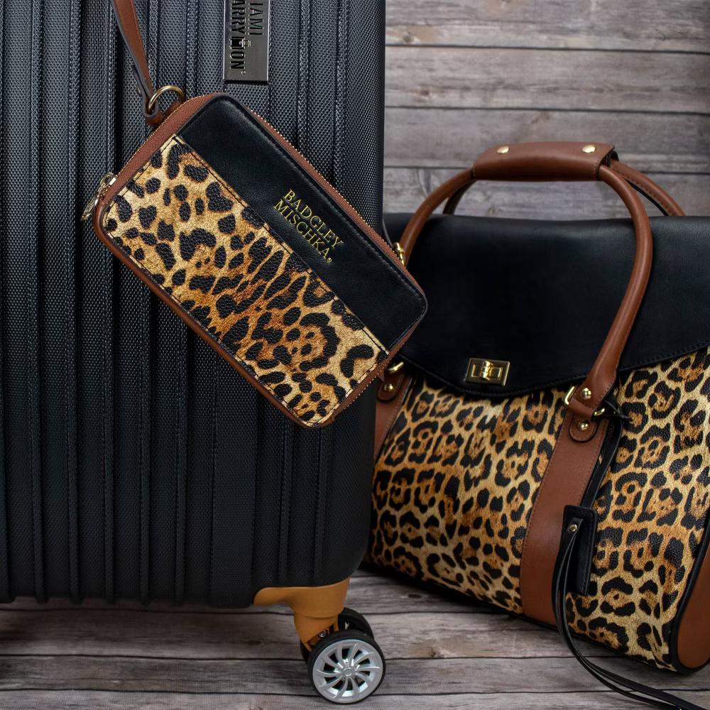 Badgley Mischka Travel Fanny Pack - Brown Leopard Print - Image 3