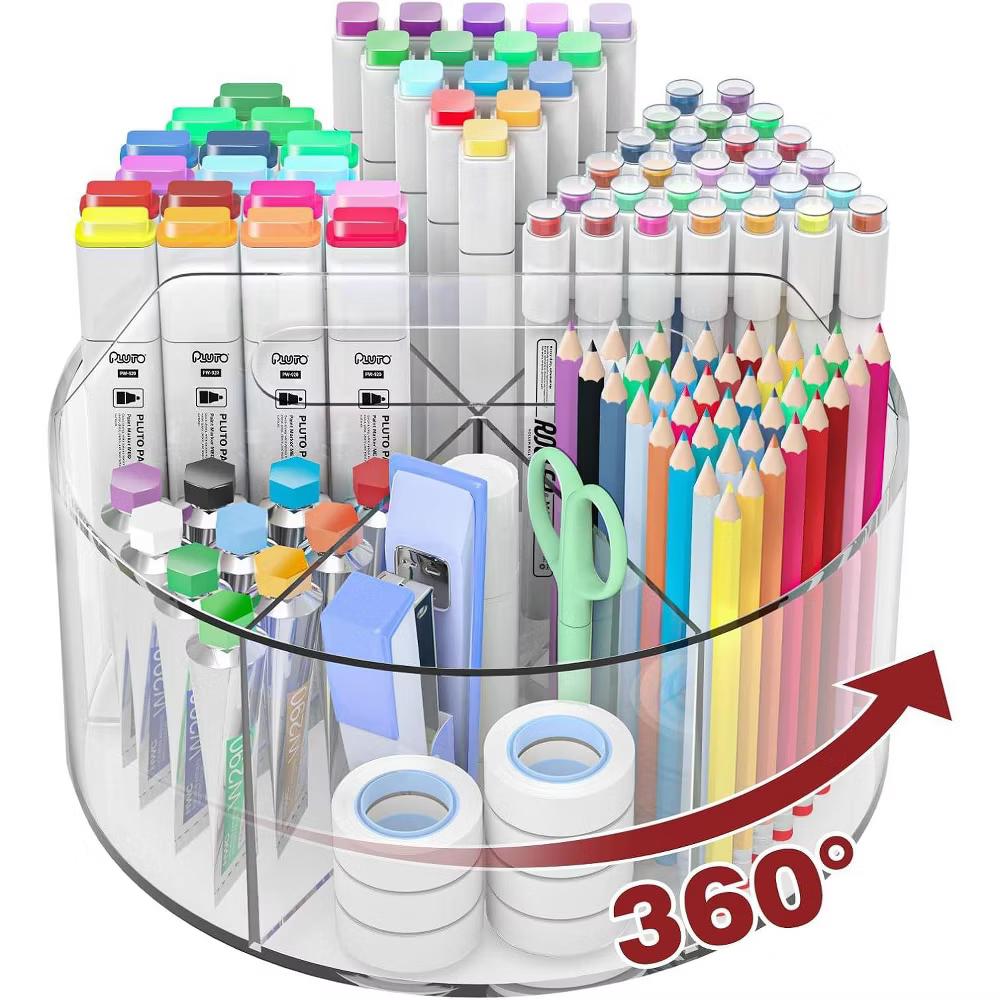 Maison Clear 360 Pencil Supplies Rotating Large Organizer Holder - Image 7