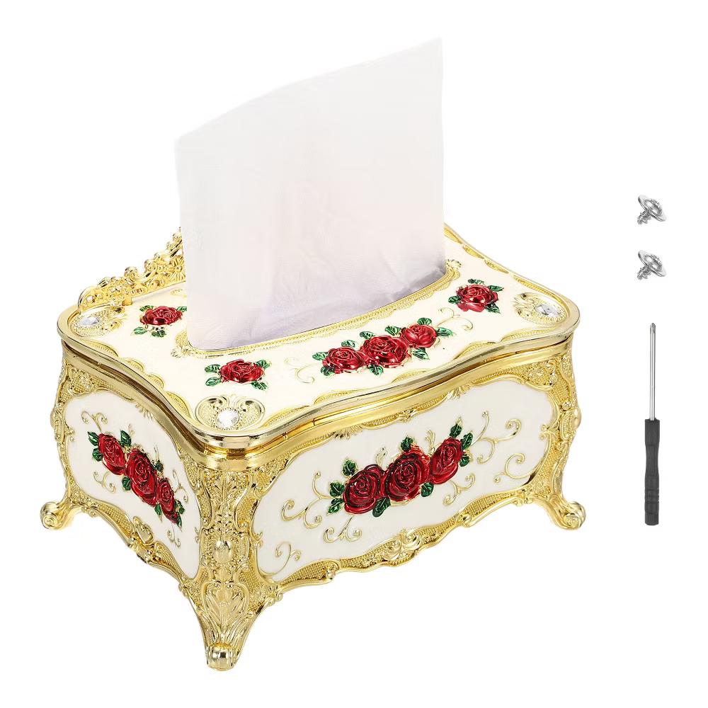 Luxurious Rose Tissue Box Rectangular Plastic Napkin Box Vintage Tissue Paper Holders - Image 16