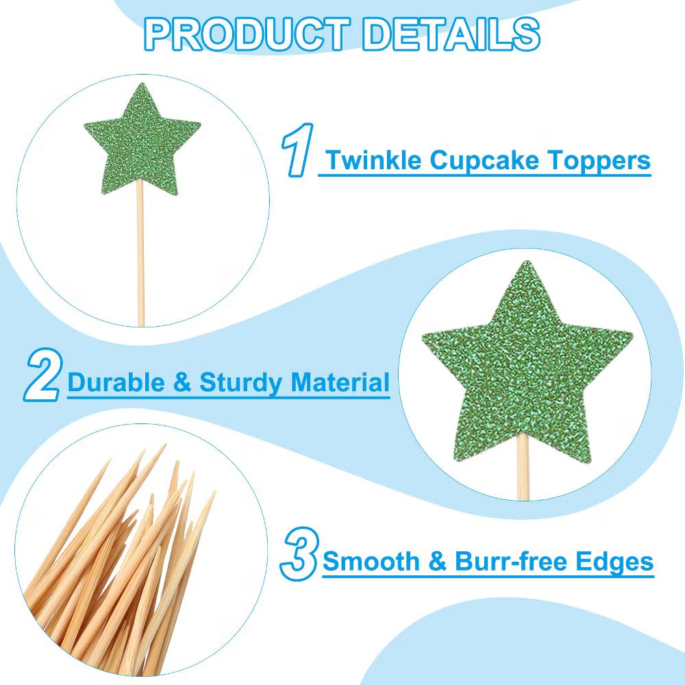 Birthday Party Supplies Little Star Cupcake Toppers 50 Pcs - Image 14