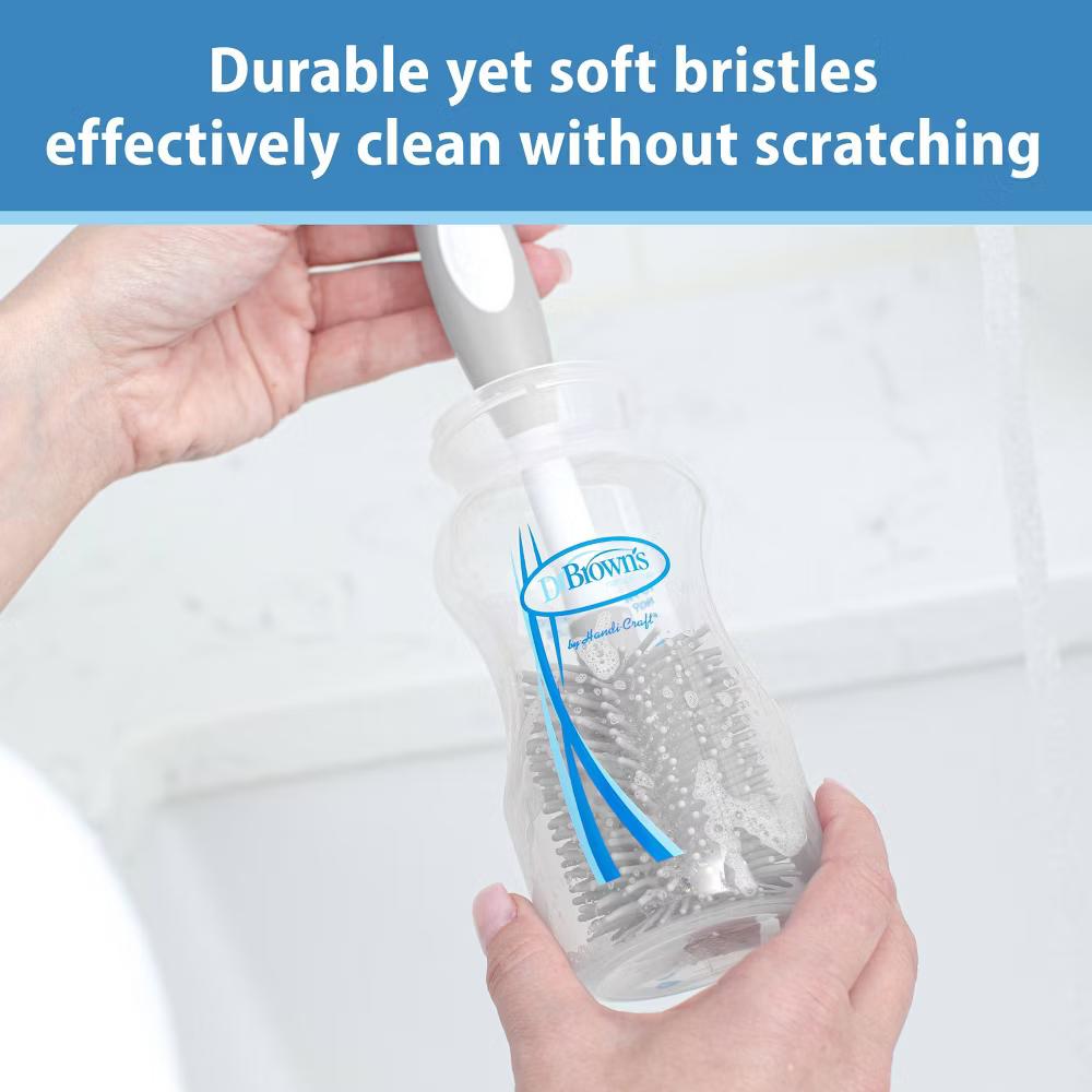 Dr. Brown's Soft Touch No Scratch Baby Bottle Cleaning Brush with Stand - Gray: BPA-Free Plastic, Silicone - Image 10