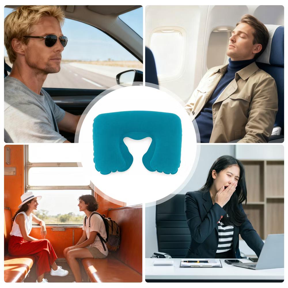 Comfortable Inflatable Travel Pillow with Eye Mask Earplugs 1 Set - Image 16