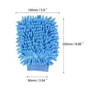 House Microfiber Soft Chenille Double Sided Cleaning Gloves 8.66" 5.9"