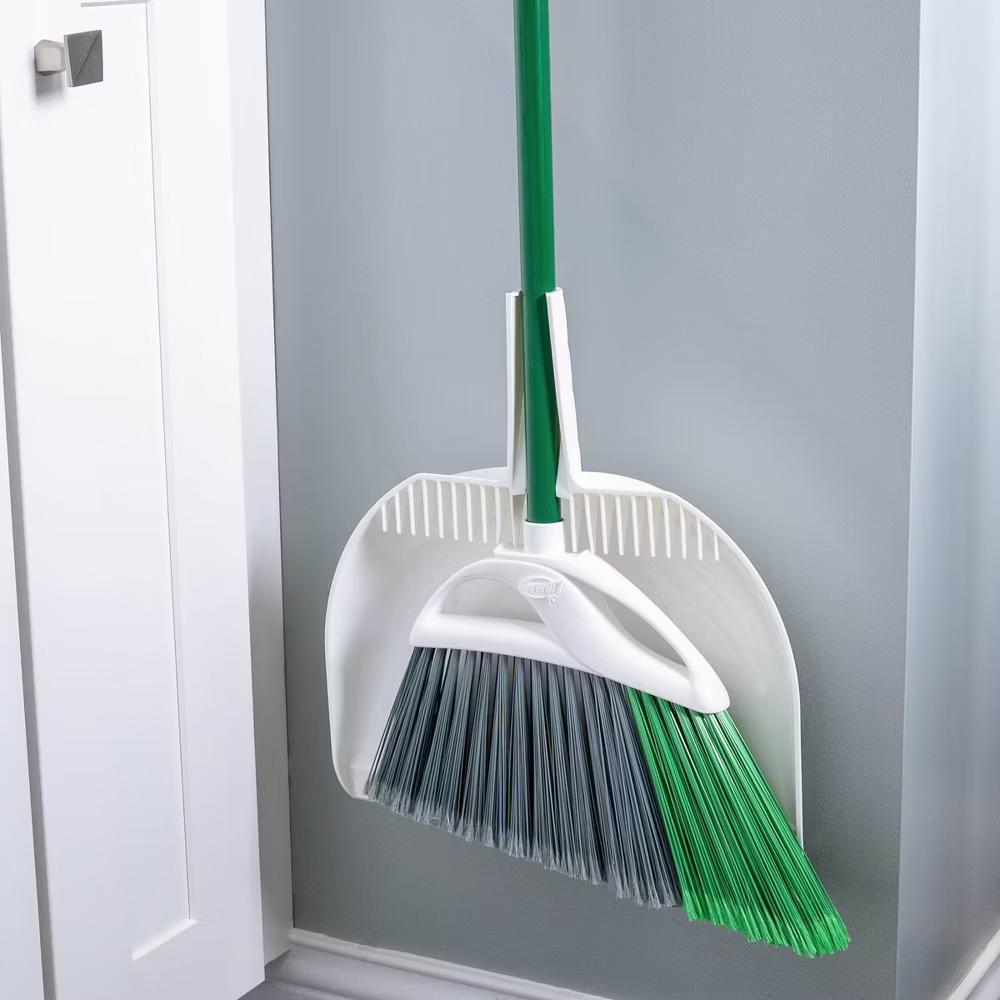 Libman Large Precision Angle Broom with Dustpan: Steel Handle, Grip Handle, Hanging Loop