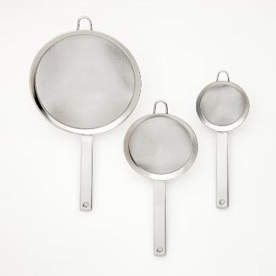 3pc (3", 5", and 8") Stainless Steel Mesh Strainer Set Silver