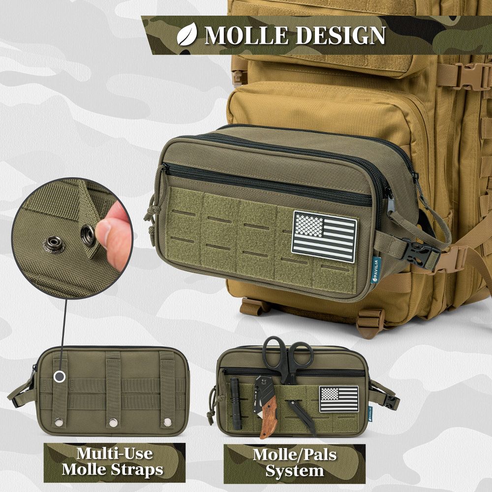 Tactical Toiletry Bag for Men, Hygiene Travel Bag, Military Dopp Kit, Water Resistant Molle Pouch, Shaving Grooming Organizer Case - Image 58