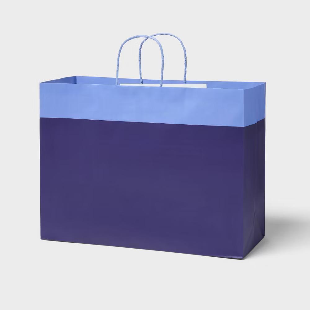 Large Colorblock Gift Bag Navy/Blue