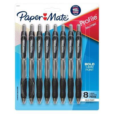 Paper Mate Profile 8pk Ballpoint Pens 1.4mm Bold Tip Black: Retractable, Contoured Grip, Pocket Clip, Stationery & Office Supplies - Image 8