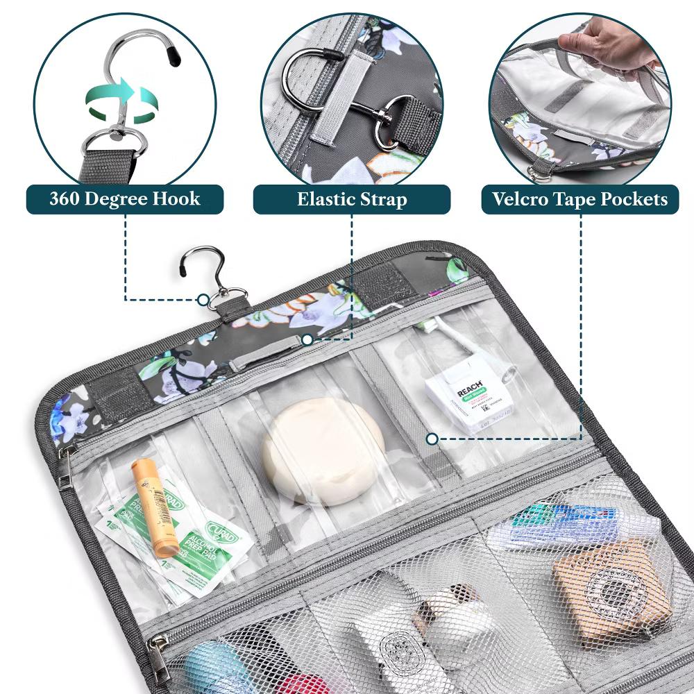 Hanging Toiletry Bag Women Men, Travel Kit Foldable Waterproof Organizer, Roll up Cosmetics Makeup Essentials Jewelry Case - Image 28