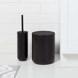Metal Toilet Bowl Brush and Holder Black