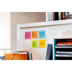 Super Sticky Notes, 3 in. 3 in., Energy Boost Collection, 12 Pads/Pack: Multicolored, 90 Sheets, Art Design