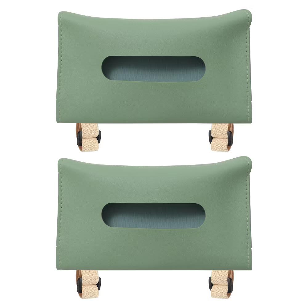 Car Sun Visor Seat PU Leather Adjustable Elastic Strap Tissue Box Covers 2 Pcs - Image 9