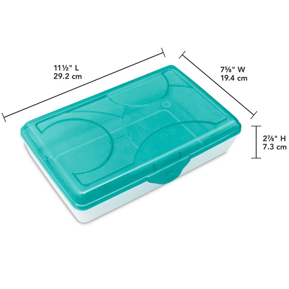 Sterilite School Supply Pencil Box - Blue: Plastic Desk Organizer, Molokai Blue Tint, Back to School, 11.5" 7.625" 2.875" - Image 5