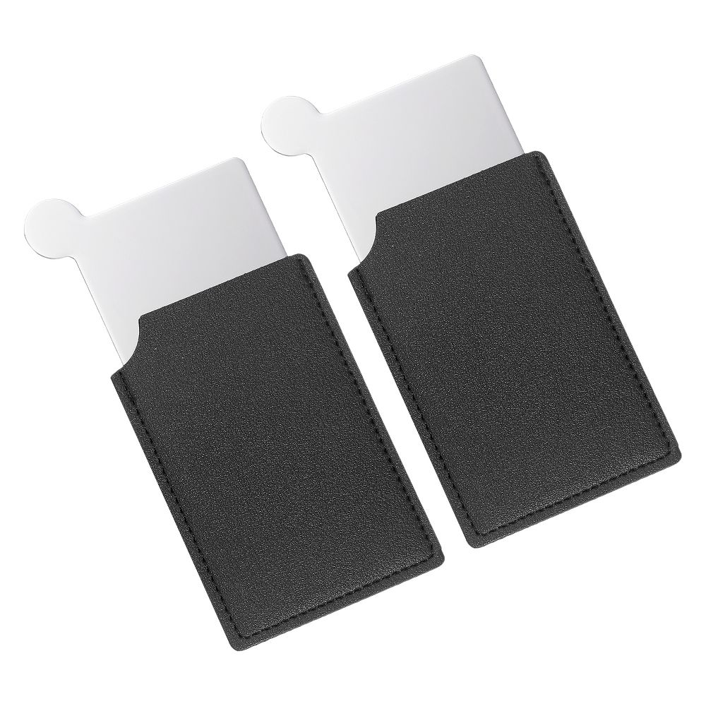 Small Rectangle Travel Women Portable Pocket Mirror with Leather Case 2 Pcs - Image 7