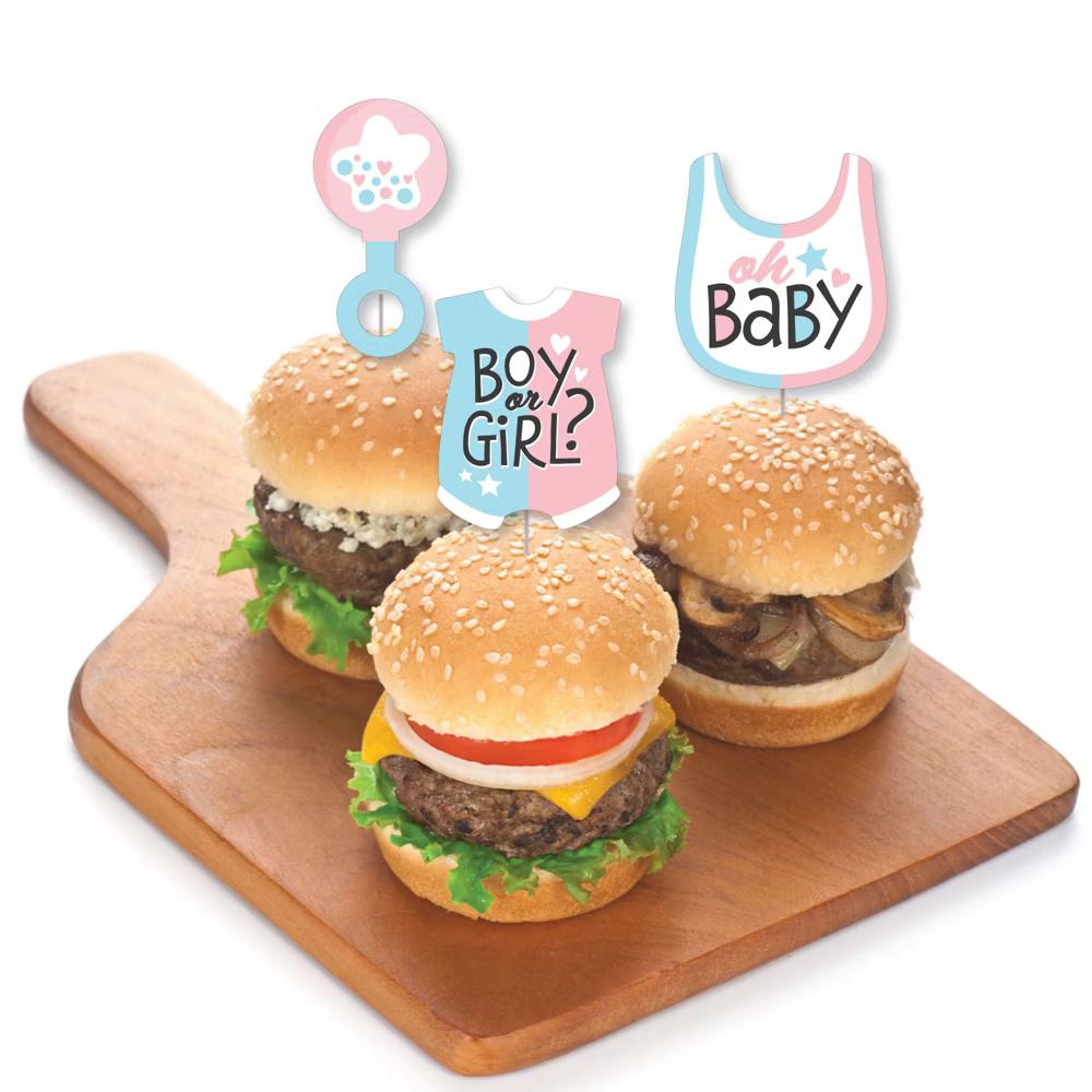 Baby Gender Reveal - Dessert Cupcake Toppers - Team Boy or Girl Party Clear Treat Picks - Set of 24 - Image 4