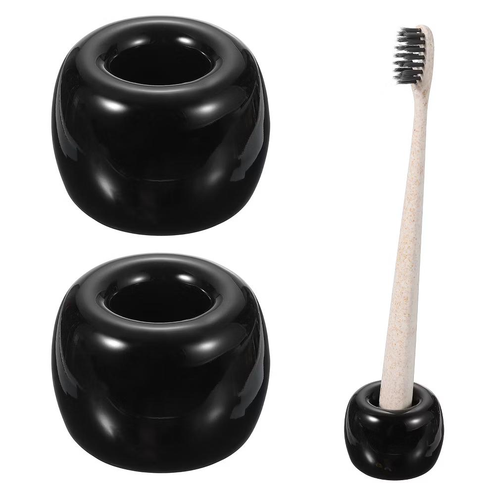 Mini Ceramics Toothbrush Holder Stands 2 Pcs - Image 4